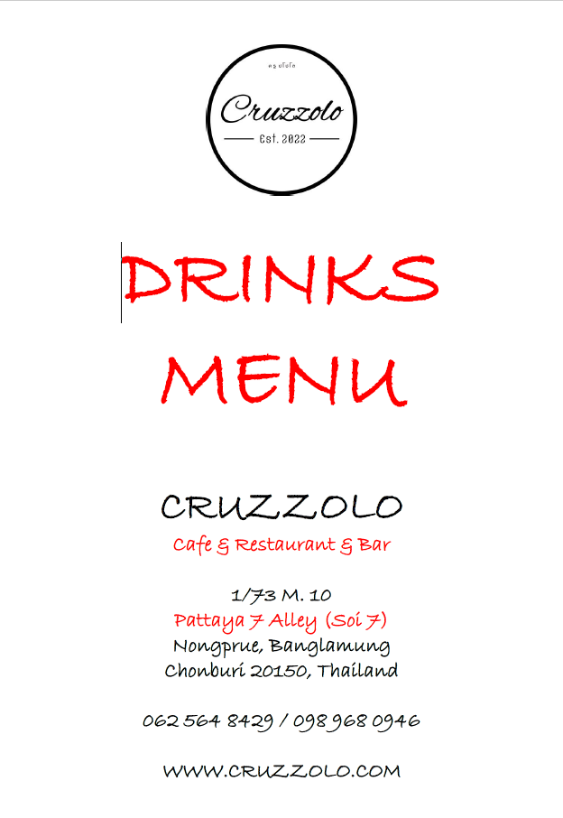 2023-01-01 CRUZZOLO DRINKS MENU COVER